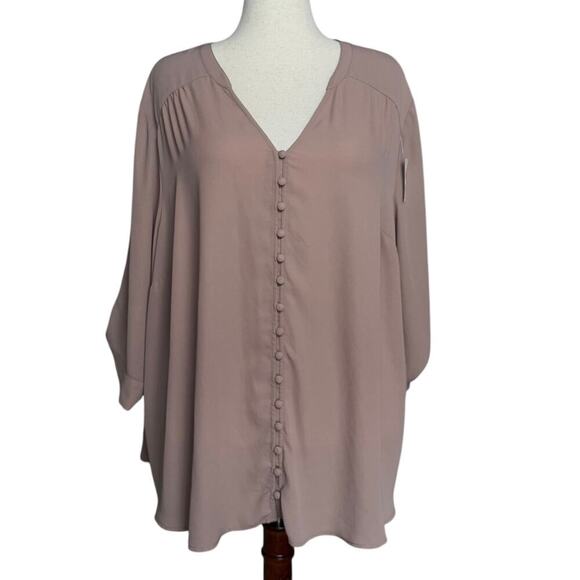 Torrid Harper Blouse | Semi Sheer Flowy Dark Mauve | Women's 4X - Picture 1 of 6
